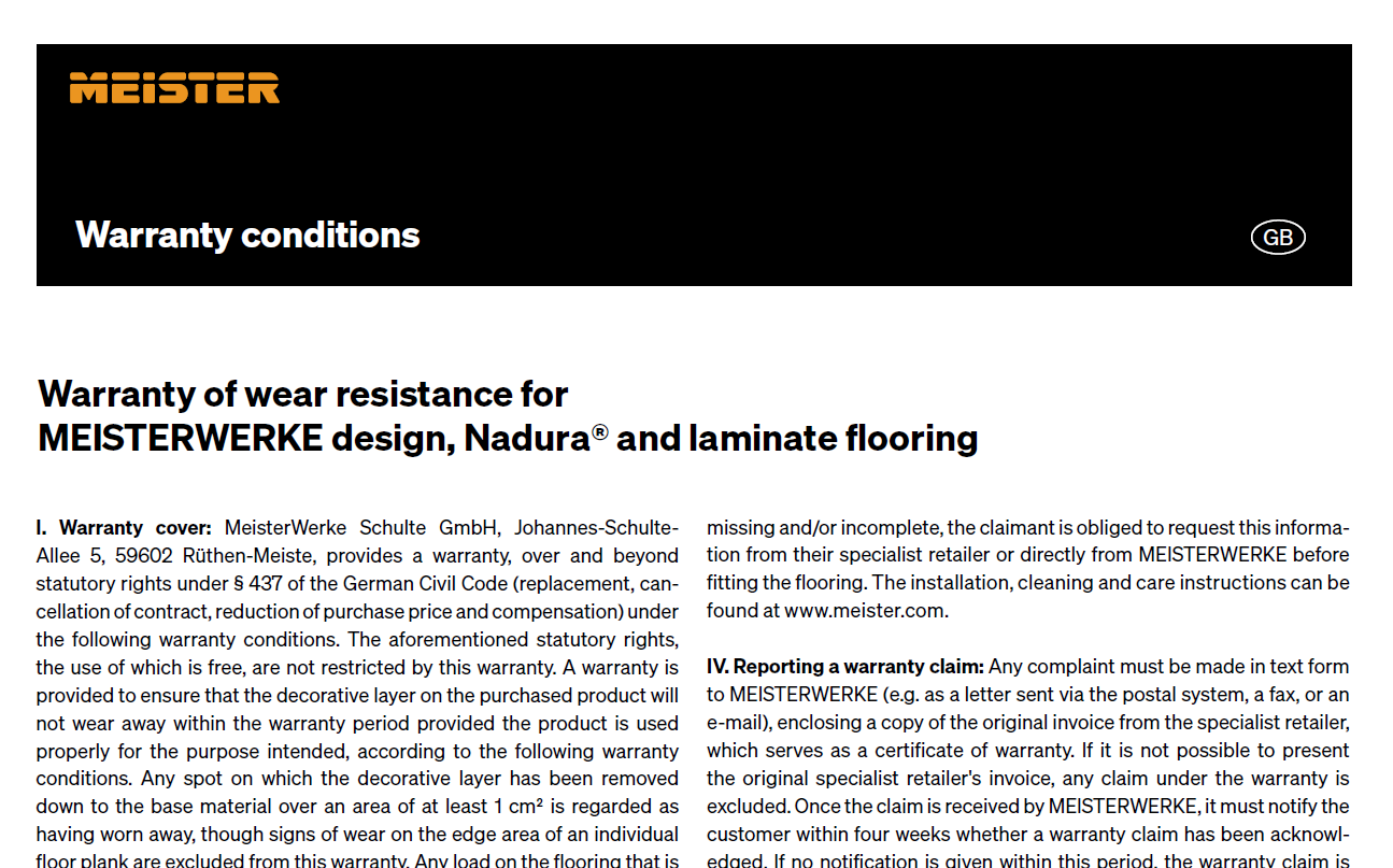 Design warranty conditions