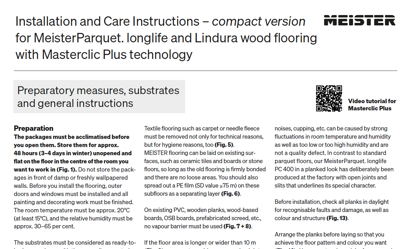 Installation and Care Details